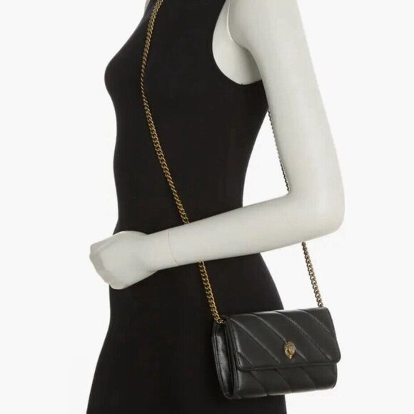 Kurt Geiger London Soho Leather Wallet on Chain In Black - Picture 1 of 4
